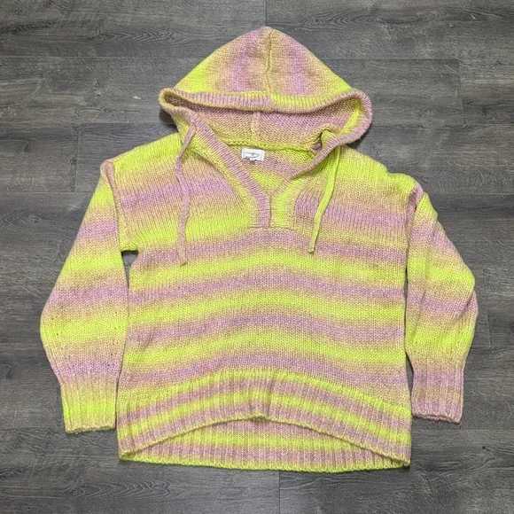 Lou & Grey Pink and Yellow Women's Hooded Sweater - Picture 1 of 6